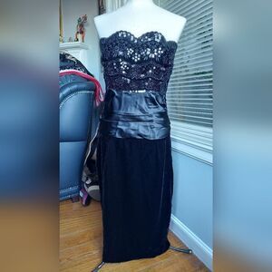 Vintage Scott McClintock Black Velvet Satin Christmas Dress Size See below